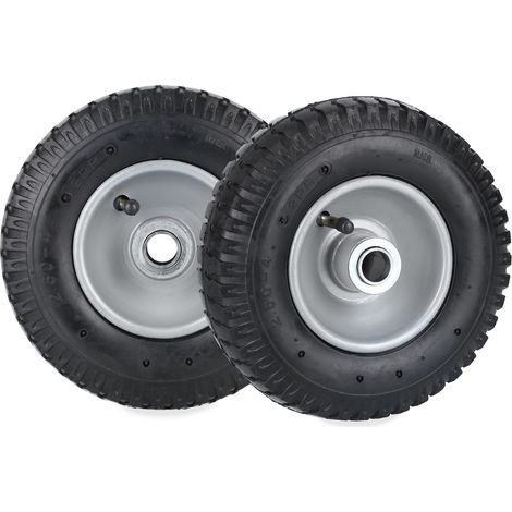 Roue de brouette 2.50-4 en Lot de 2, pneumatique, 2PR, Charge Max. 100 kg, Jante Acier, Noir/argenté (1/5)