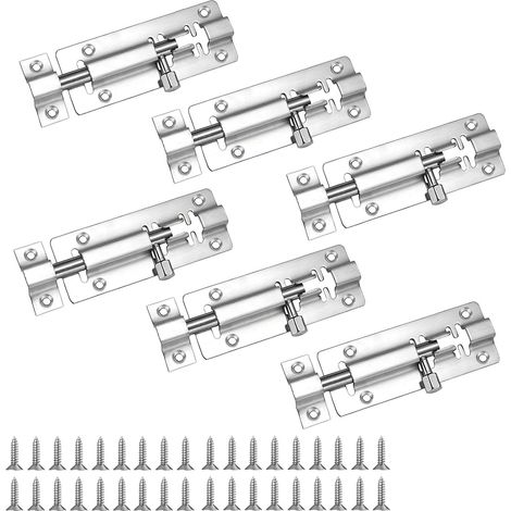 6 Pièces Verrou de Porte Boulons de Verrouillage de Porte en Acie Inoxydable Loquet Porte pour Fenêtres Garage Toilette Jardin (1/5)