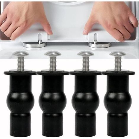 Tornillos para bisagras de asiento de inodoro, Paquete de 4, Tornillos universales para asiento de inodoro, Tuercas de goma expansibles (1/5)