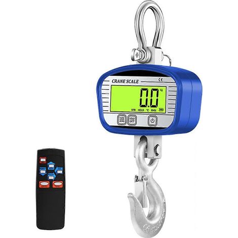 Balance numérique pour grue 1000 kg, précision 0,1 kg, écran LCD, crochet robuste, bleu (1/5)