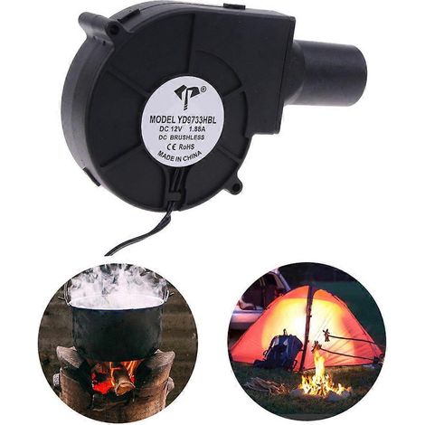 Ventilateur de barbecue, allume-feu pour barbecue, pique-nique, camping et feu de bois, 12 V, 1,88 A, 33 mm (1/4)