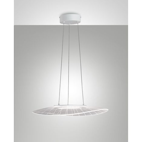 Lampada a Sospensione Vela Bianco 24W LED 3000K Dimmerabile in Metallo e Metacrilato, Design Moderno per Illuminazione Interni Eleganti