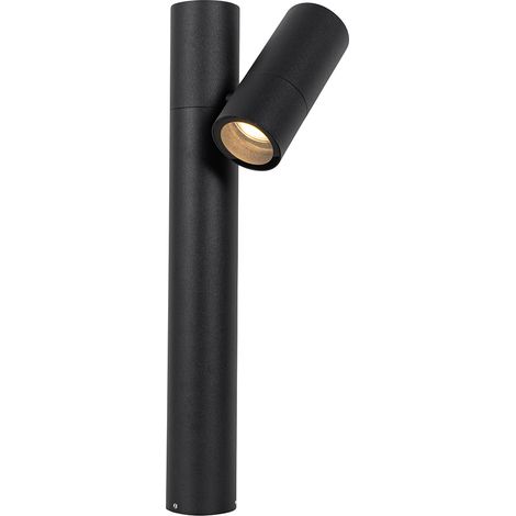 QAZQA Moderno Lámpara de pie para exteriores negra 50 cm regulable - Duo Aluminio /Vidrio Alargada Adecuado para LED Max. 1 x 35 Watt