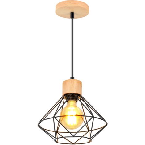 royaluxe- Plafonniers Modernes Cage En Métal Luminaires Suspendus D'Intérieur E27 Noir Lustre Rétro Pour Chambre À Coucher, Couloir, Salon (1/5)