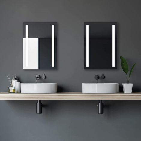 Talos Light Badspiegel mit Beleuchtung - LED Badezimmerspiegel 50x70 cm - Wandspiegel mit LED Lichtausschnitt, Spiegel mit Lichtfarbe neutralweiß - Lichtspiegel mit Aluminiumrahmen