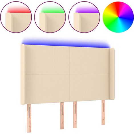 Maison Exclusive - Testiera a LED Crema 147x16x118/128 cm in Tessuto