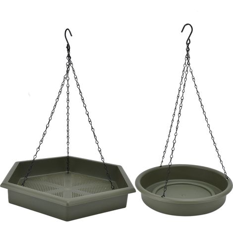 Ensemble de mangeoires à oiseaux en plastique, mangeoire suspendue pour jardin, terrasse, porche (1/5)