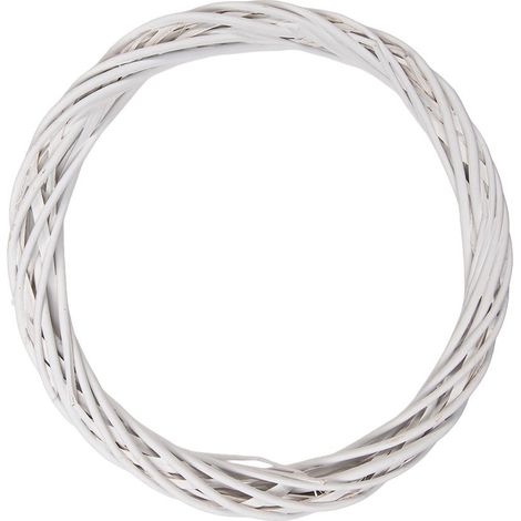 Couronne Décorative en Rotin Blanc Ø 40 x 4 cm pour Décoration de Porte et Mur Intérieur - PANGIVO (1/2)