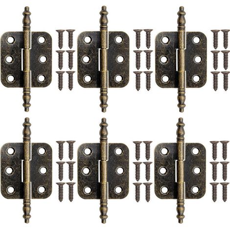 Lot de 6 Charniere Vintage en Bronze pour Porte Placard Charniere Decorative en Fer avec Vis