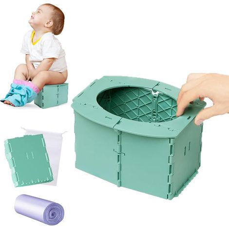 Pot Pliable Enfant - 1 Unité - ABS Vert - Toilette Portable D'urgence - Voyage Camping Plage - Compact (1/5)