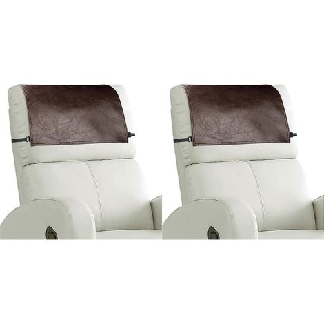 lot de deux housses d appuie tete pour fauteuil inclinable en similicuir avec elastique marron (1/5)