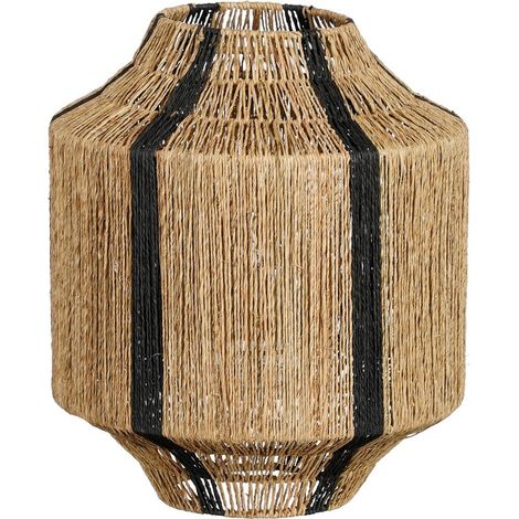 Lanterne Décorative en Jute Noir avec Support en Verre pour Bougie H36 x Ø30 cm - PANGIVO (1/5)