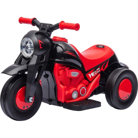 Moto électrique enfant 2-5 ans 3 roues 6V 3km/h fonction taureau effets lumineux sonores rouge