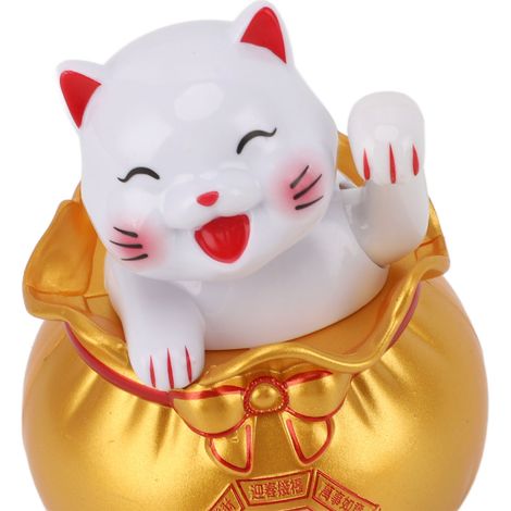Chat porte-bonheur solaire, symbole de richesse et de bienvenue, décoration pour voiture, bureau ou caisse enregistreuse, petit œil doré (1/5)