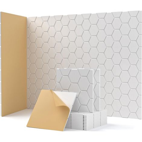 Panneaux Acoustiques Auto Adhésifs Absorbeur de Son Isolation Acoustique Mur Porte et Plafonds 30 x 30 x 0,9 cm 0,9 cm 12Pcs 30 x Blanc (1/5)