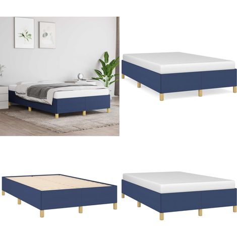 Bettgestell ohne Matratze Blau 120x190 cm Stoff - Bettrahmen - Holzrahmen - Lattenrost - Single Bett - Blau - Home & Living (1/5)