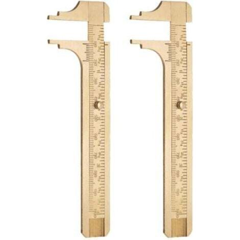 Calibrador de bolsillo de latón – Juego de 2 piezas, precisión milimétrica, regla incorporada, ideal para aficionados al bricolaje y talleres. (1/4)