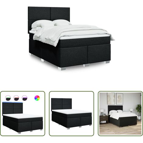 vidaXL Sommeil réparateur - Sommier à lattes de lit avec matelas Noir 140x190 cm Tissu (1/5)