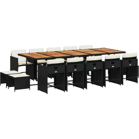 Maison Exclusive - Set da Pranzo da Giardino 15 pz con Cuscini Nero in Polyrattan