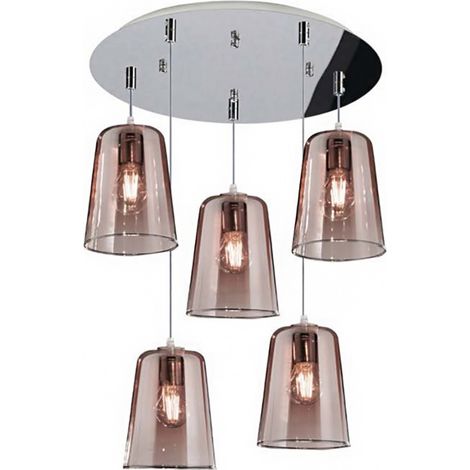 Sospensione top light shaded 1164cr s5 t e27 led vetro colorato lampada soffitto moderna, colore rame