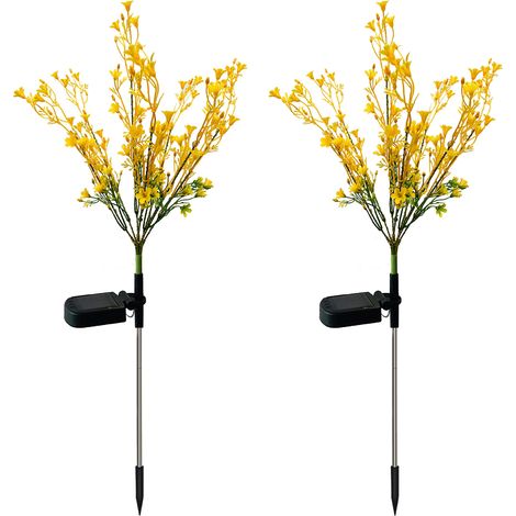 Lot de 2 lampes solaires à 7 branches pour fleurs de colza, avec contrôle intelligent de la lumière, étanches IP65, pour jardin et pelouse. (1/5)