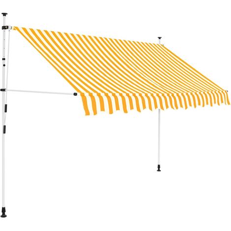 Auvent rétractable manuel - Auvent de jardin Soleil imperméable 250 cm Rayures oranges et blanches BV819355 - BonneVie (1/5)