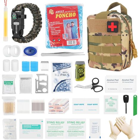 198pcs Trousse De Premiers Secours, Trousse De Secours Complète, Tactique Traumatisme Trousse De Premiers Soins, Trousse De Secours Pour Maison Camping Chasse (1/5)