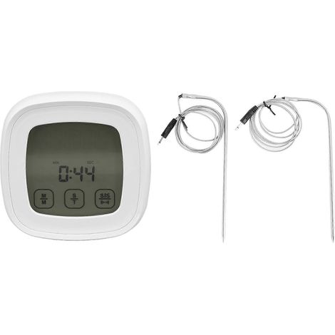 Thermomètre de cuisine numérique à écran tactile 2 sondes, pour grillade et cuisson, avec fixation magnétique (1/5)