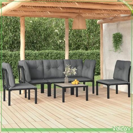 Salon de jardin - FAFEICY - 3187737 - 6 pcs - Noir et gris - Résine tressée - Acier enduit (1/5)