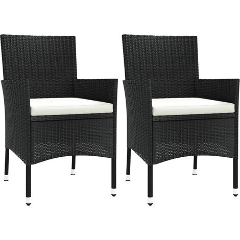 vidaXL Sedie da giardino con cuscini 2 pz nere in polyrattan (solo UK/IE/FI/NO) (1/5)