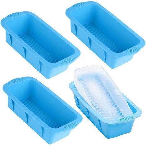 Grands Bacs à Glaçons,Lot de 4 Moule à Glaçons,Bac a Glacon Silicone,Grand Glacons Moule Réutilisable,Plateau de Congélation pour Bain Glacé,Baignoire Plongeante Froide ou Glacières Bleu (1/5)
