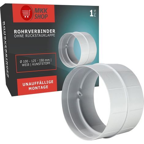 1 Piece Round Ventilation Pipe Fitting Ø 100 mm White For Ventilation System (1/5)