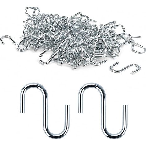 Packung mit 100 robusten und langlebigen S-Haken aus Edelstahl 304 (27 x 12 x 2 mm) zum Aufhängen von Schlüsseln, Schmuck und anderen Dekorationsgegenständen in Küche oder Bad. (1/5)