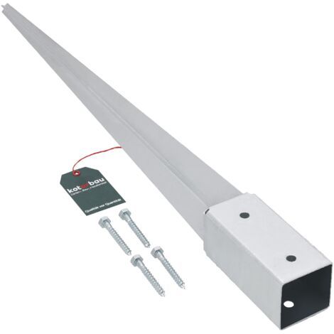 Support de Poteau Bois - Acier Galvanisé - 75 cm - Argent - 61 x 61 mm - Support Poteau à Enfoncer - pour Clôture et Pavillon - Résistant à la Corrosion-NANOTEH (1/5)