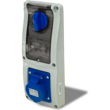 Presa interbloccata verticale con sezionatore, ad incasso, con magnetotermico, 230V, 3 poli, 16A, IP54 - Rosi 16.3214B6-IMT (1/2)