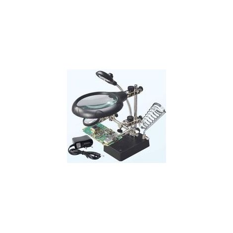 Station de soudage et dessoudage avec 5 LEDs – Lentilles 2,5X/7,5X/10X – Support avec pince pour travaux d'électronique et réparation - 5LEDs (1/5)