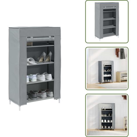 vidaXL Meuble à chaussures gris 60,5x30x97 cm tissu non tissé (1/5)