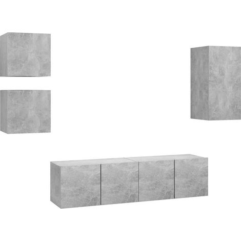 Maison Exclusive - Set di Mobili Porta TV 5 pz Grigio Cemento in Legno Multistrato (1/5)