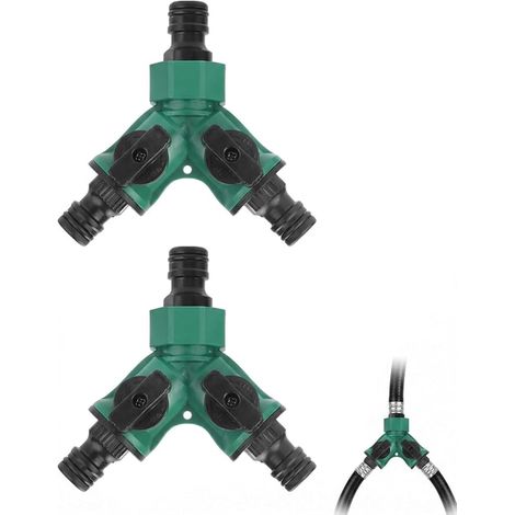 Raccord Tuyau d'Arrosage Connecteur Y Verte avec Robinets d'Arrêt 3 Voies Séparateur Arrosage Jardin (1/2)
