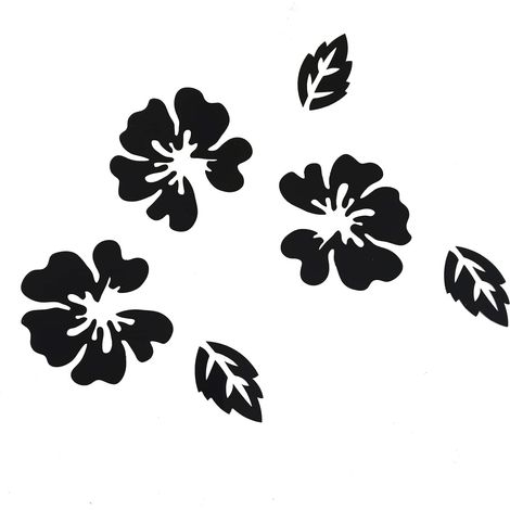 Miroir Fleurs Stickers Muraux Moderne Maison Chambre Salon Salle de Bain Mural Deco Autocollant 3D Fleurs Decoration Noir