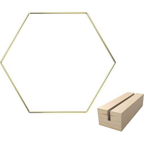 10 Stück Metall-Blumenringe mit Holzsockel für Makramee-Wandbehänge