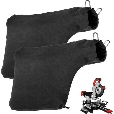 2 Pcs Miter Saw Dust Bags 255 Black Sawdust Bags with Zipper and Adjustable Wire Holder for Easy Indoor Dust Removal (1/5)