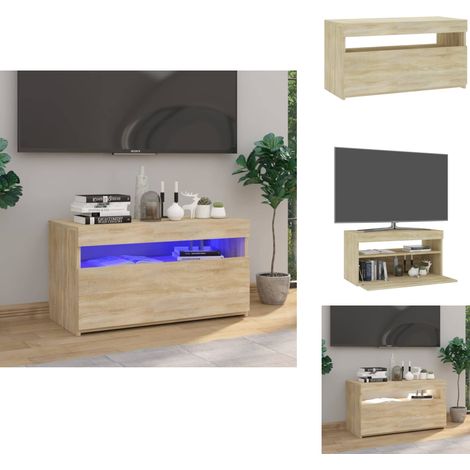 TV-Schrank mit LED-Leuchten Sonoma-Eiche 75x35x40 cm - TV Schrank - Holzwerkstoff Möbel - Sonoma Eichen Dekoration - LED Beleuchtung - Wohnzimmerschrank (1/5)