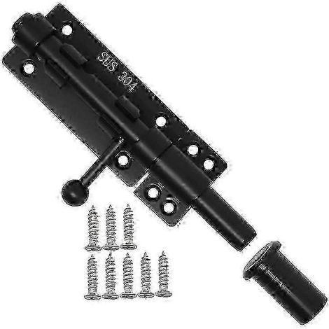 Verrou coulissant robuste en acier inoxydable 304 avec cadenas, verrou de sol horizontal/vertical de 10 pouces pour portes de grange, abris de jardin, clôtures (6 pouces) (1/5)