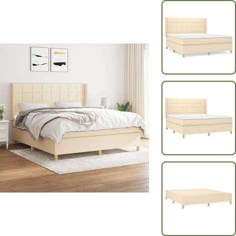 Boxspringbett mit Matratze Creme 160x200 cm Stoff - Boxspringbett - Doppelbett - Cremefarbenes Bett - Bettrahmen - Lattenrost