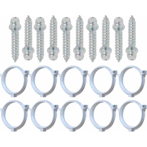 Ensemble de 10 colliers tube de descente Ø80 Blanc + 10 Vis 7x40mm - Arcanaute