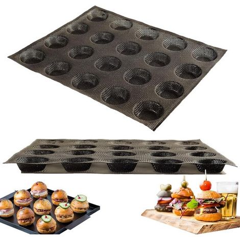 Stampo in silicone per 20 panini per hamburger con fori, senza BPA, 38,5 x 30 cm. Stampo in silicone per panini per hamburger, stampi da forno per panini per hamburger senza glutine. (1/5)