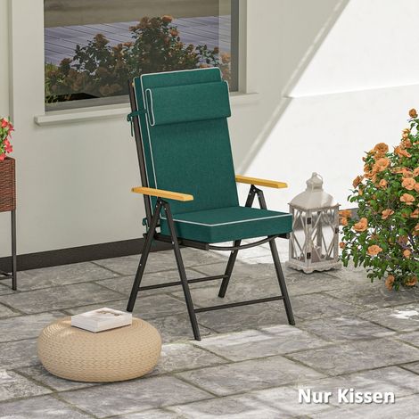 Coussin d’assise 120 x 47 x 9,5 cm résistant à l’eau avec sangles et appuie-tête,UPF50+ pour chaise à manger couleur vert.