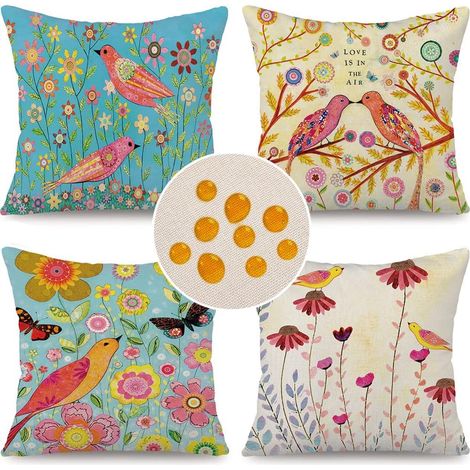 Set di 4 fodere per cuscini - 45 x 45 cm - Decorazione per esterni - Impermeabili - Traspiranti - Per cuscini da divano, giardino e esterni
