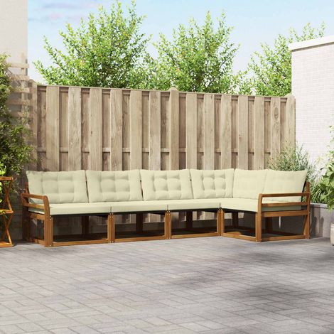 Outdoor-Sofagarnitur mit Kissen 5 pcs Natur und Creme